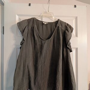 Style & Co. Green Ruffled Gauze Blouse